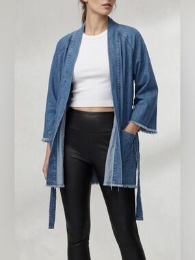 Aritzia Wilfred Free Denim Jean Kimono Wrap Shirt Women’s XXS